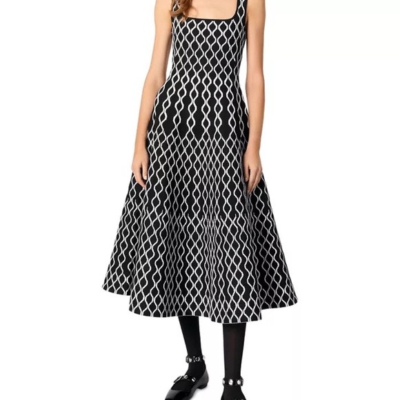 Maje Jacquard Knit Midi Dress